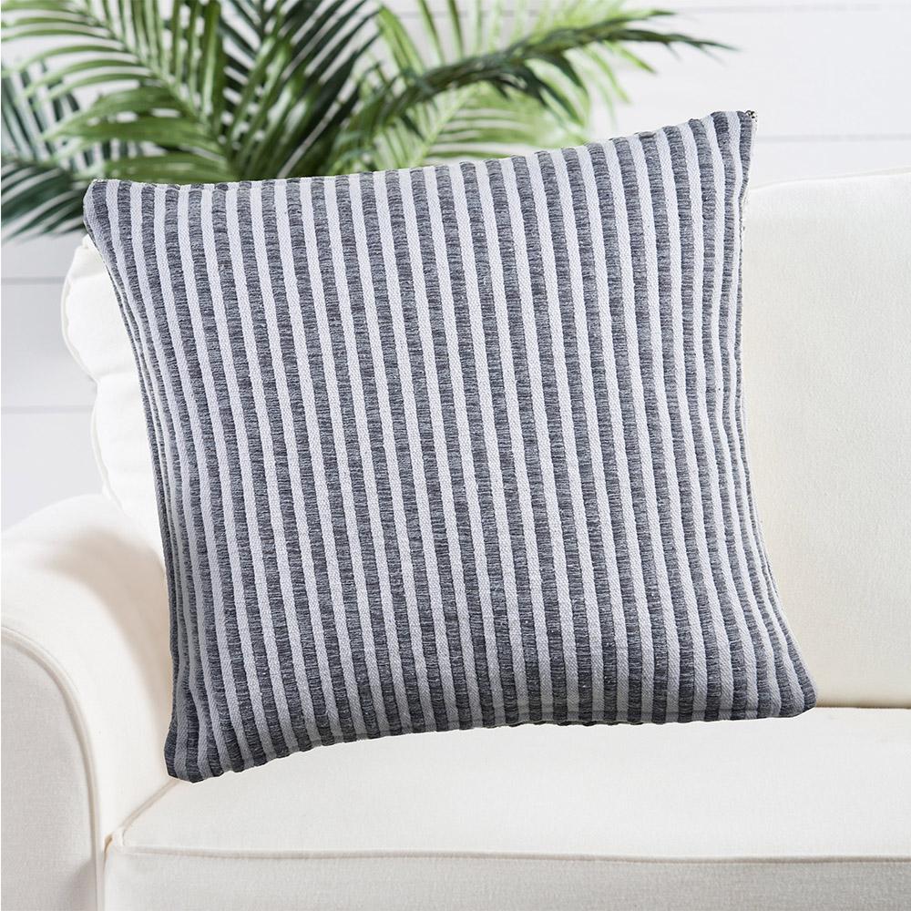 Gray and Cream Striped LR04651 Throw Pillow Rug Home