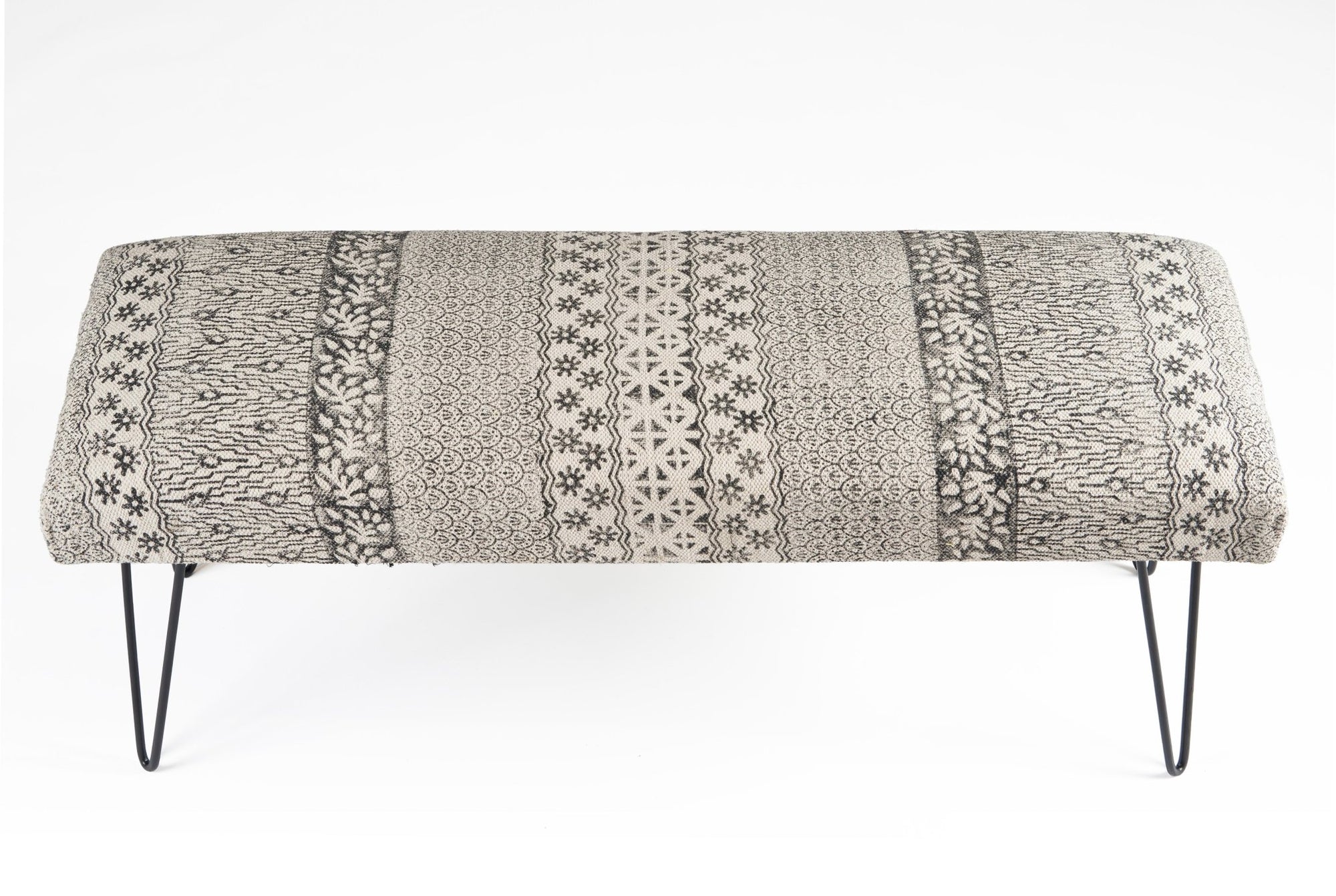 Gray and White Floral LR99732 Indoor Bench - Rug & Home