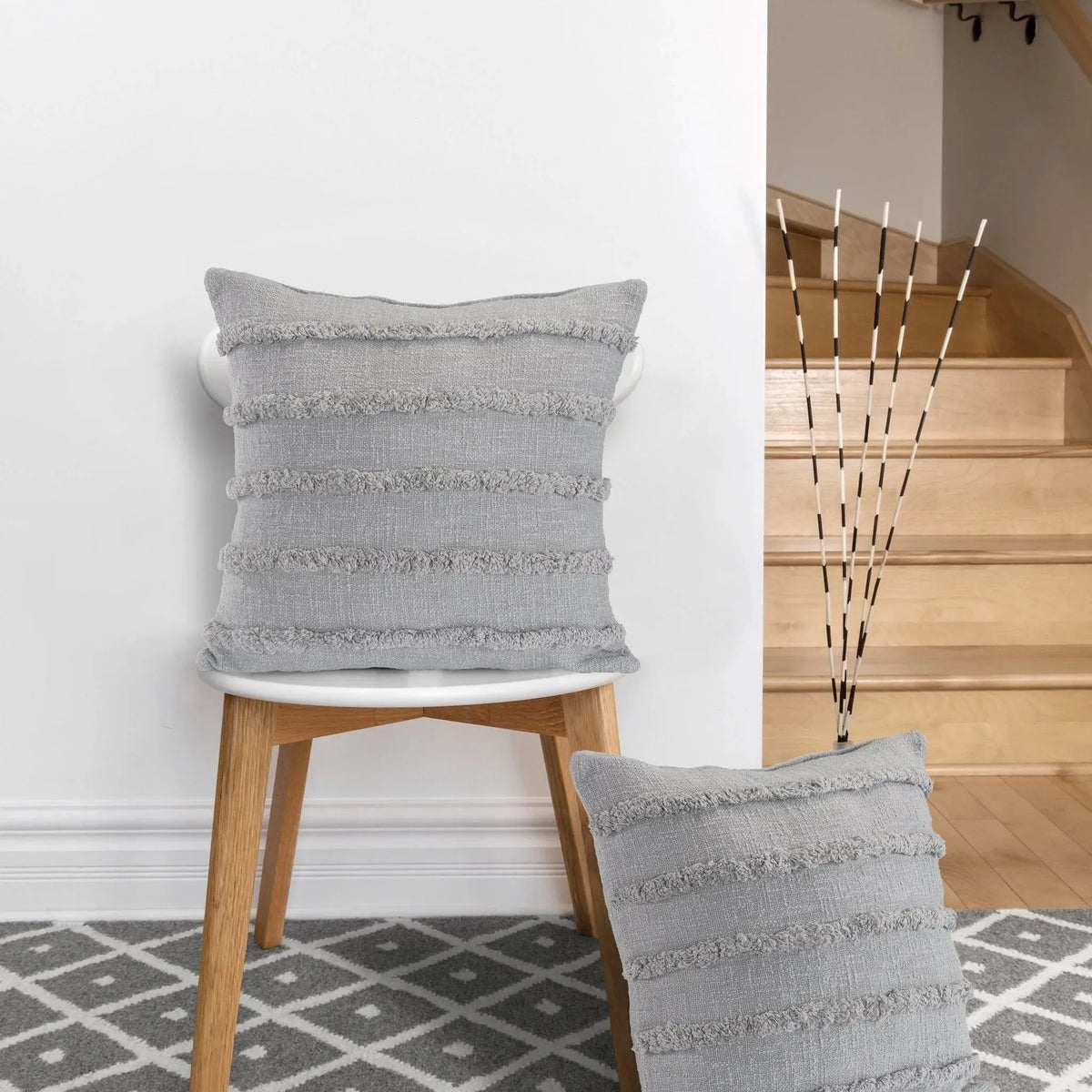 Gray Overtufted Solid LR07511 Throw Pillow