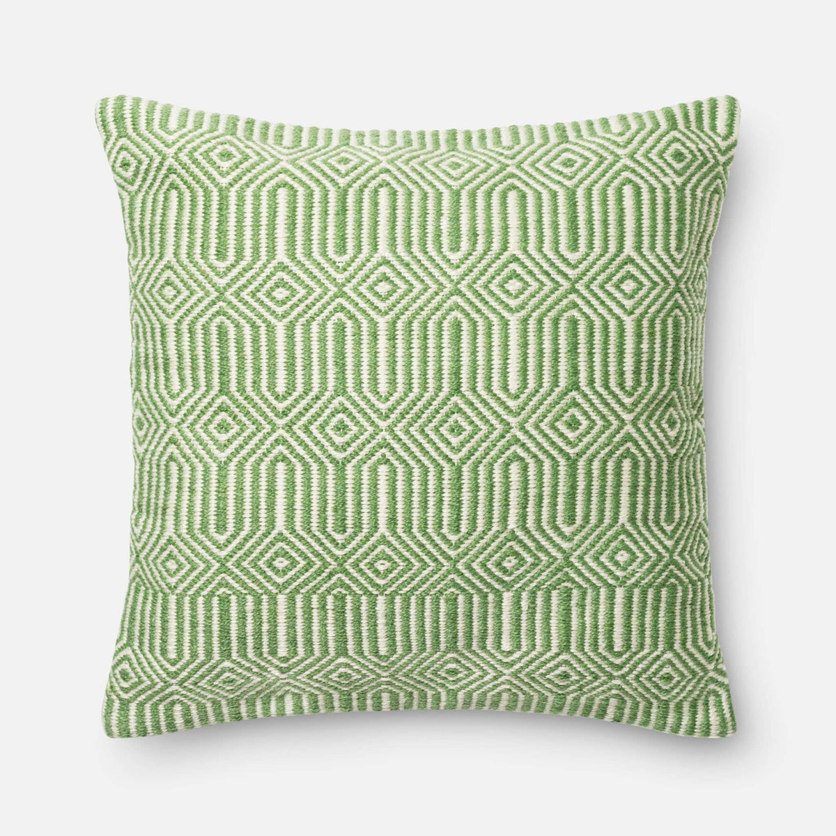 Green / Ivory Square P0339 Pillow