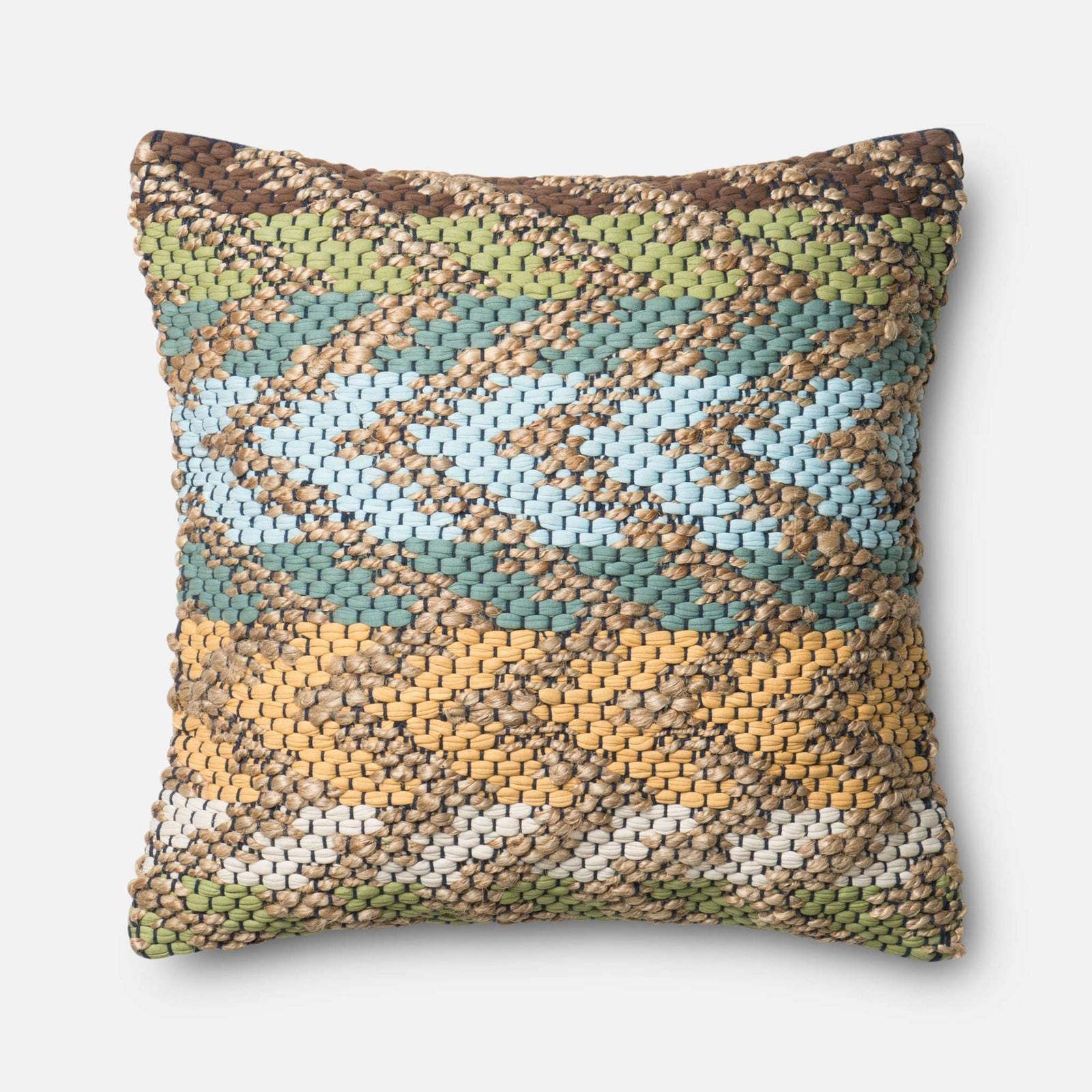 Green / Multi Square P0330 Pillow