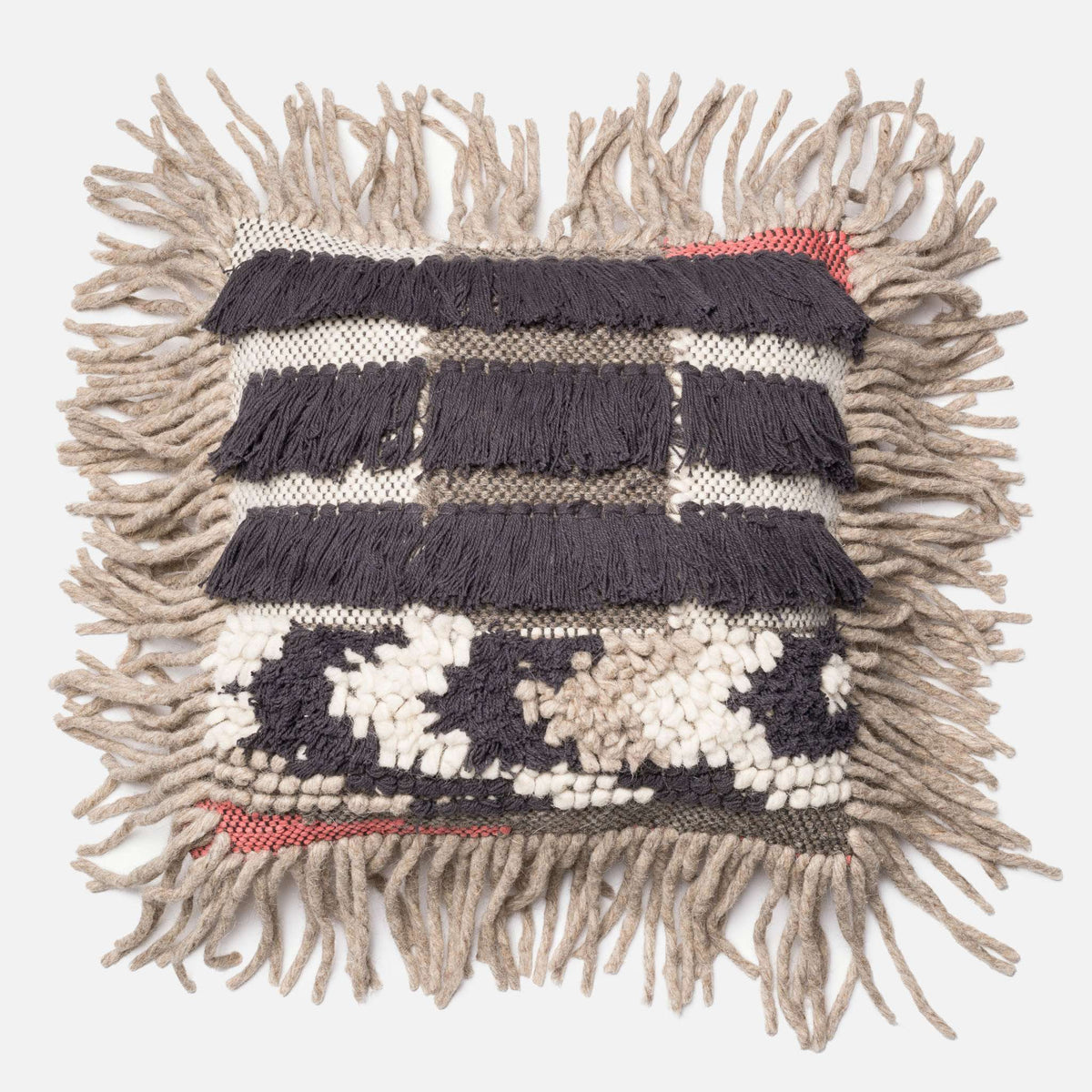 Grey / Multi Square P0093 Pillow - Rug & Home
