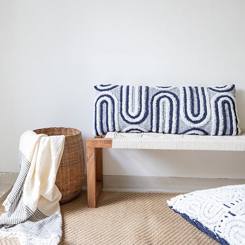 Groove 08243WHT White/Blue Pillow - Rug & Home