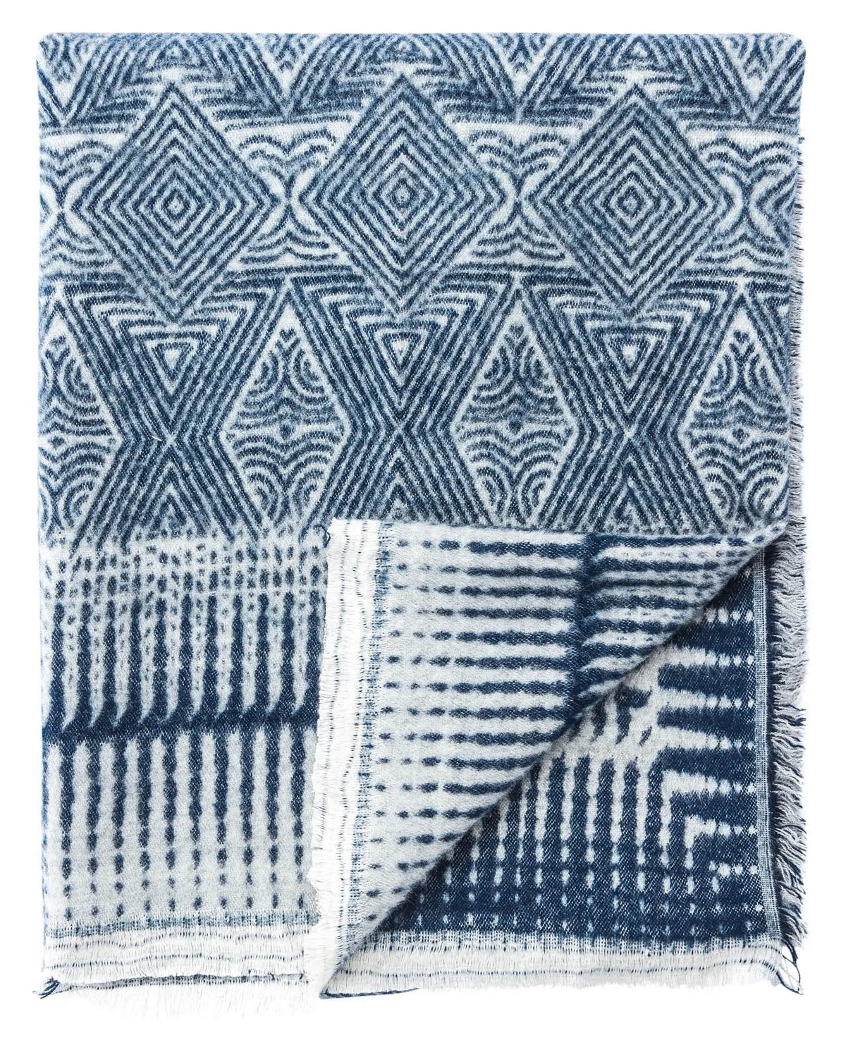 Hamlin HAM09 Lana Indigo/White Throw Blanket - Rug & Home