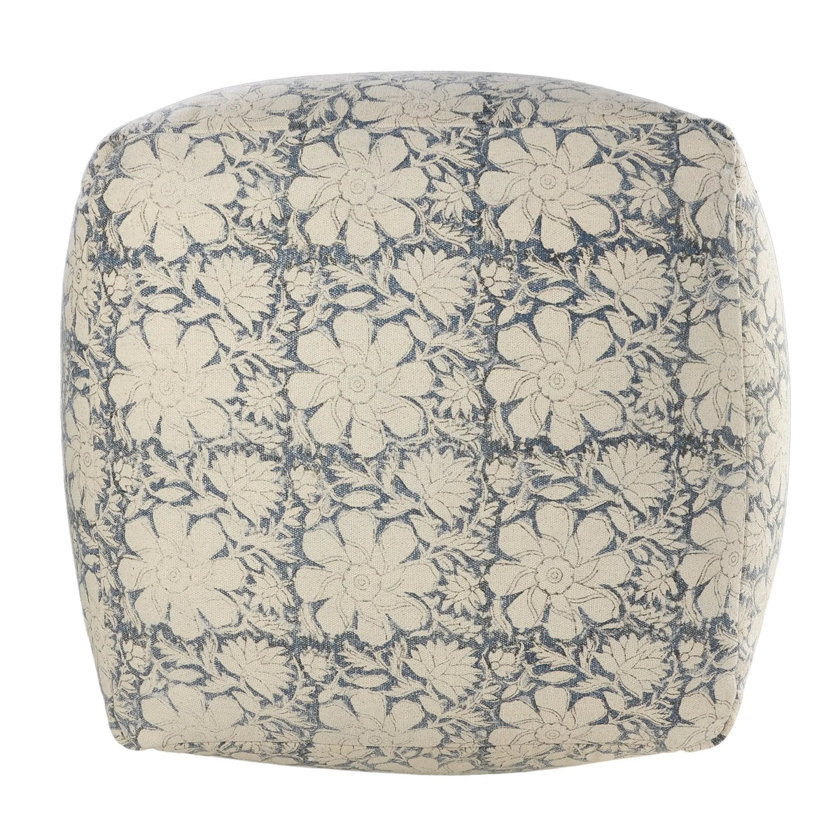 Handmade Lr34027 White/Navy Pouf - Rug & Home