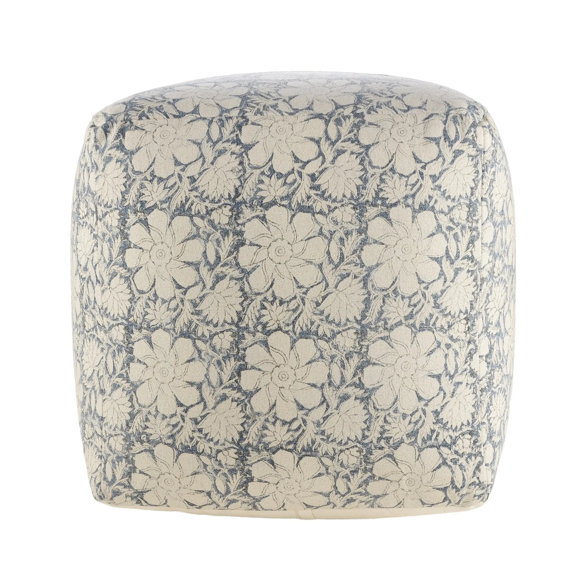 Handmade Lr34027 White/Navy Pouf - Rug & Home