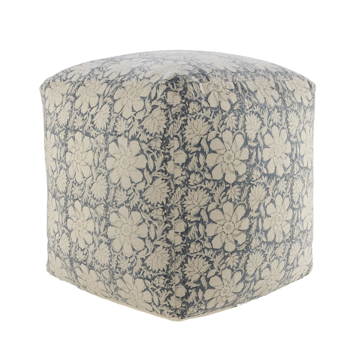 Handmade Lr34027 White/Navy Pouf - Rug & Home