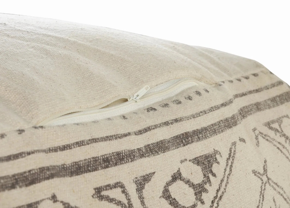 Handmade Lr99770 Beige/Gray Pouf