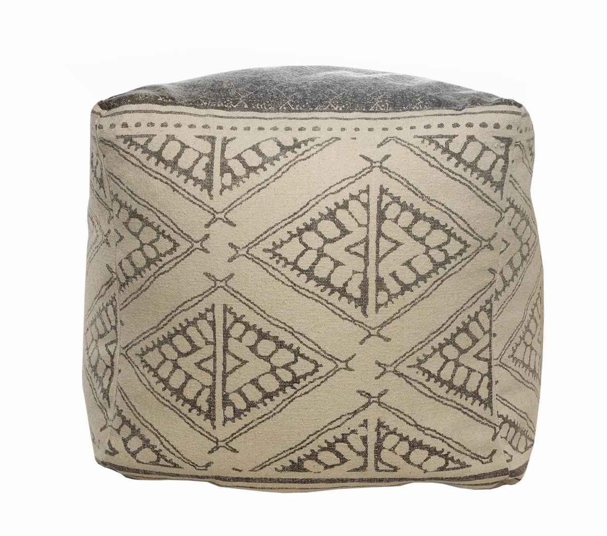 Handmade Lr99770 Beige/Gray Pouf