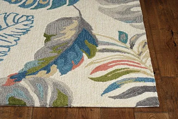 Harbor 4211 Palms Ivory/Teal Rugs - Rug & Home