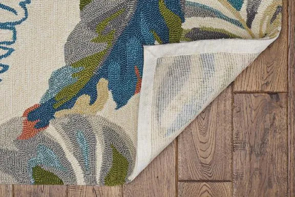 Harbor 4211 Palms Ivory/Teal Rugs - Rug & Home