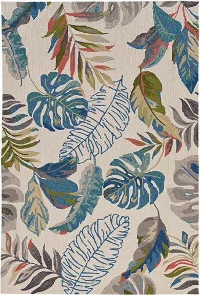 Harbor 4211 Palms Ivory/Teal Rugs - Rug & Home