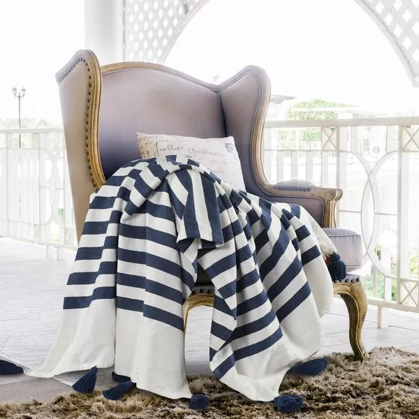 Harbor 80271TNV True Navy Throw Blanket - Rug & Home