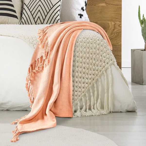 Heather 80213PCH Peach Throw Blanket - Rug & Home