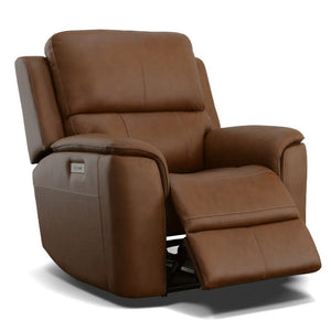 Henry Leather Power Recliner with Power Headrest and Lumbar - Rug & Home