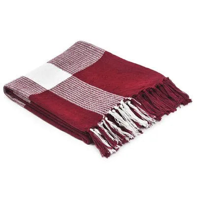 Highland 80284RRW Rio Red/White Throw Blanket - Rug & Home