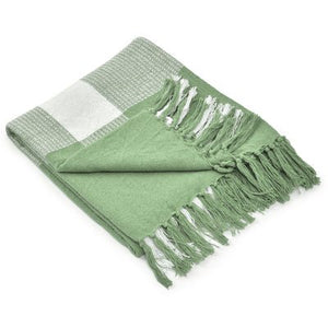 Highland 80285PGW Pastel Green/White Throw Blanket - Rug & Home