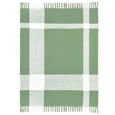 Highland 80285PGW Pastel Green/White Throw Blanket - Rug & Home