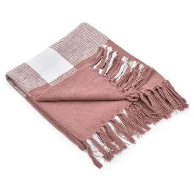 Highland 80287PSW Peachy Keen/White Throw Blanket