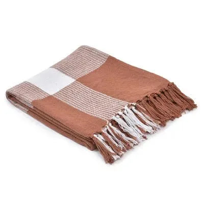 Highland 80287PSW Pumpkin Spice/White Throw Blanket