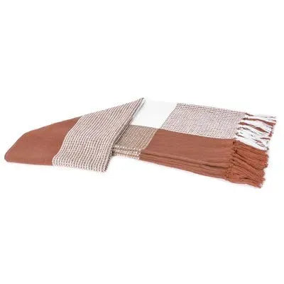 Highland 80287PSW Pumpkin Spice/White Throw Blanket