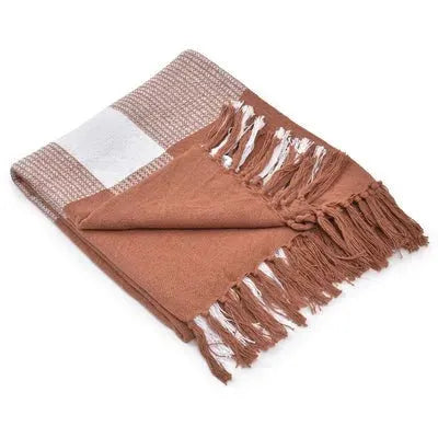Highland 80287PSW Pumpkin Spice/White Throw Blanket