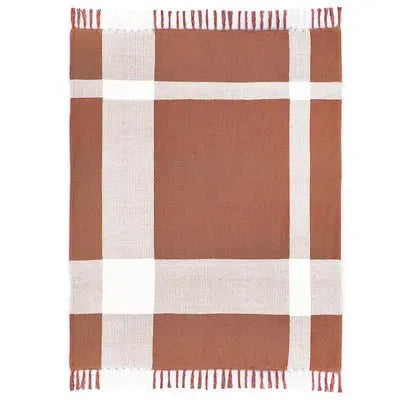 Highland 80287PSW Pumpkin Spice/White Throw Blanket