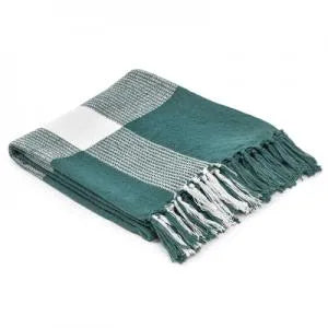 Highland 80289BSW Blue Spruce/White Throw Blanket - Rug & Home