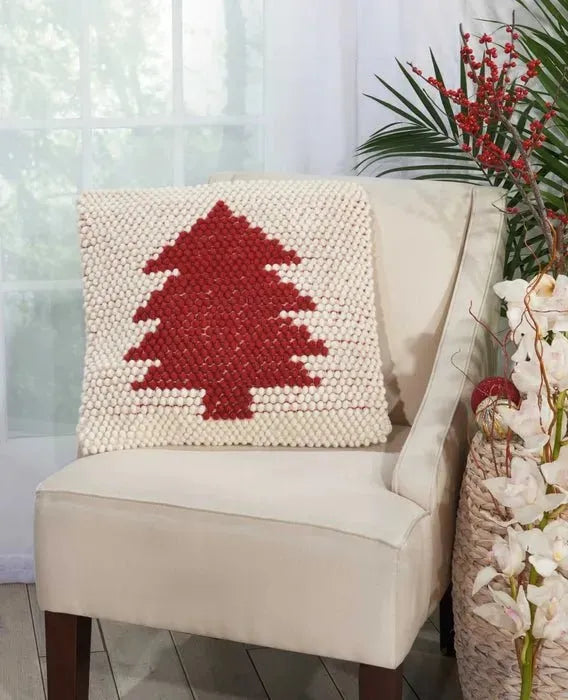 Home for the Holiday DC569 Ivory Red Pillow