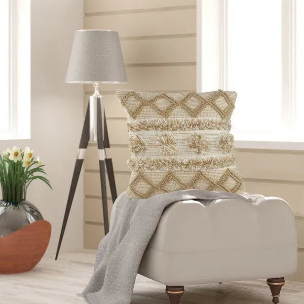 Homestead 07453BEW Beige/White Pillow - Rug & Home