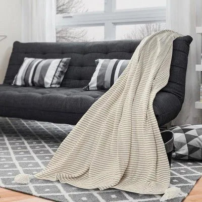 Insignia 80178CAW Cashmere/White Throw Blanket - Rug & Home