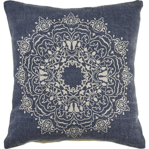 Intricate Medallion Navy and Cream LR04692 Throw Pillow - Rug & Home