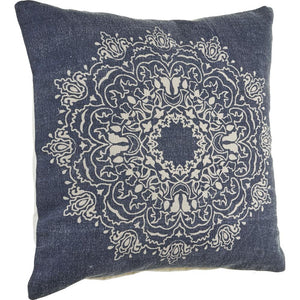 Intricate Medallion Navy and Cream LR04692 Throw Pillow - Rug & Home