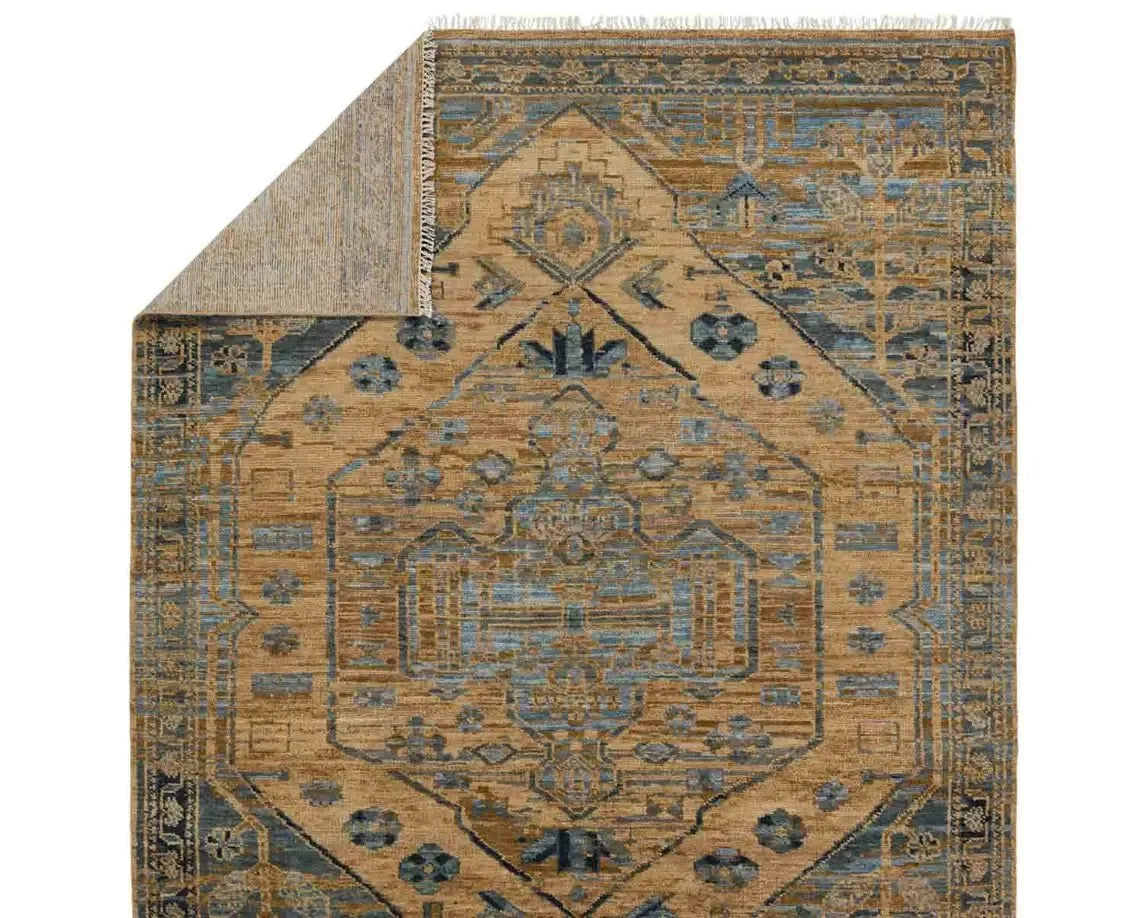 Jinsen JIN06 Brown/Blue Rug - Rug & Home