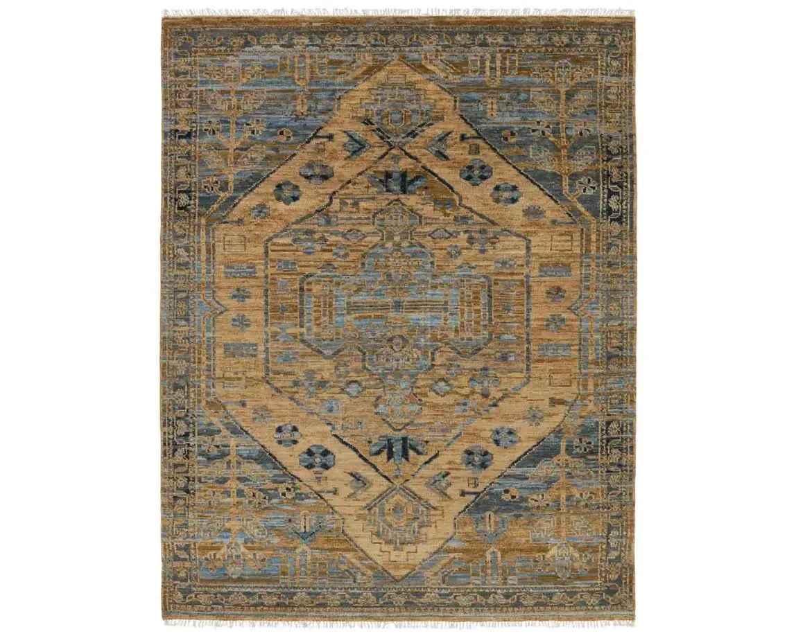 Jinsen JIN06 Brown/Blue Rug - Rug & Home