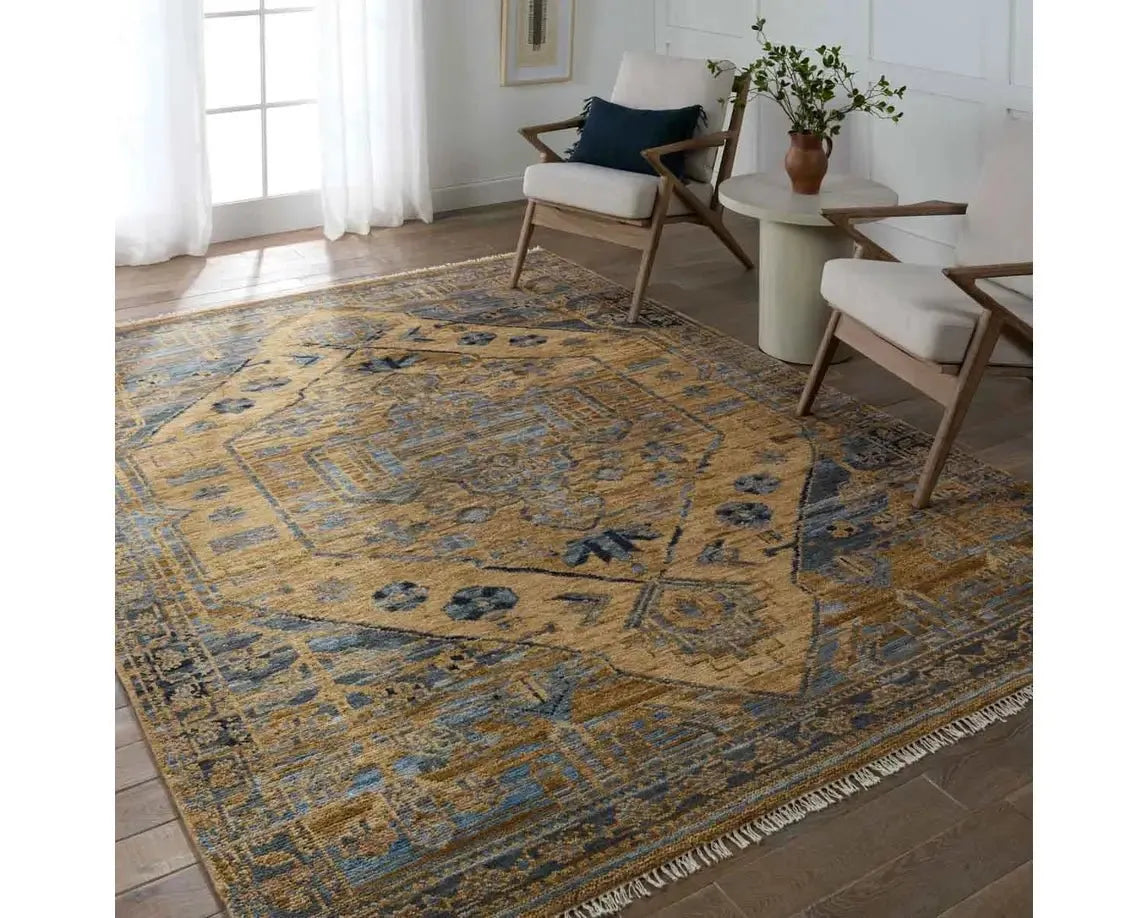 Jinsen JIN06 Brown/Blue Rug - Rug & Home