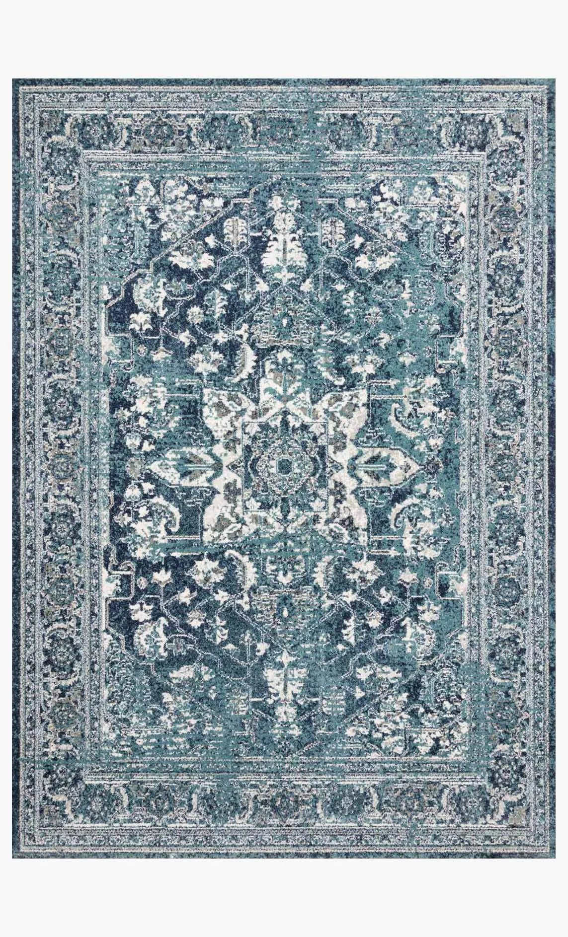 Joaquin JOA-01 Ocean/Ivory Rug - Rug & Home