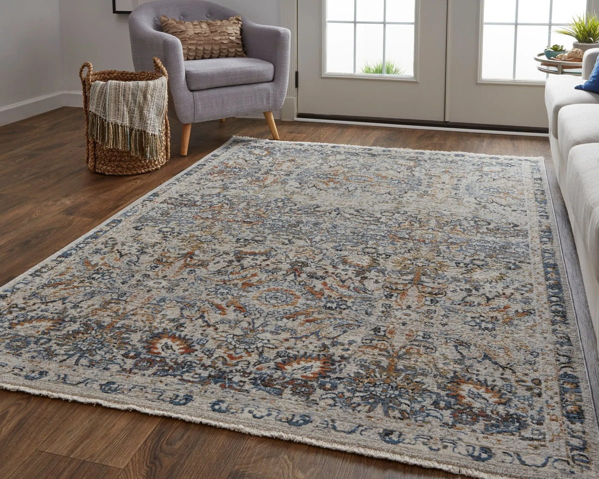 Kaia KAI39GNF Tan/Blue Rug - Rug & Home