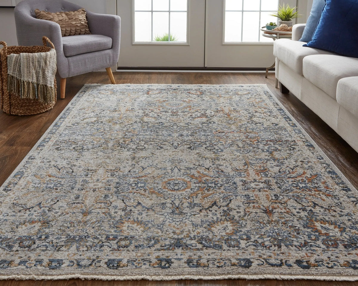 Kaia KAI39GNF Tan/Blue Rug - Rug & Home