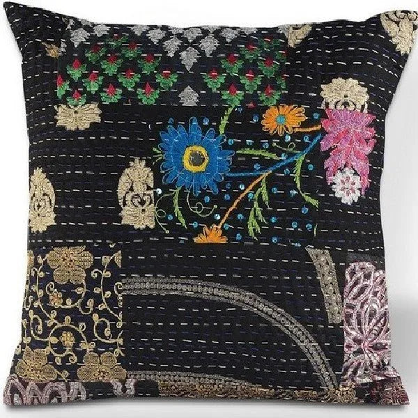 Kantha 07420BLK Black Pillow - Rug & Home