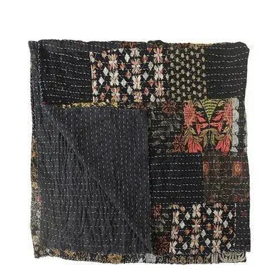 Kantha 80175BLK Black Throw Blanket