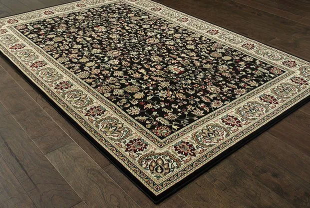 Kashan 108B Black/ Ivory Rug - Rug & Home