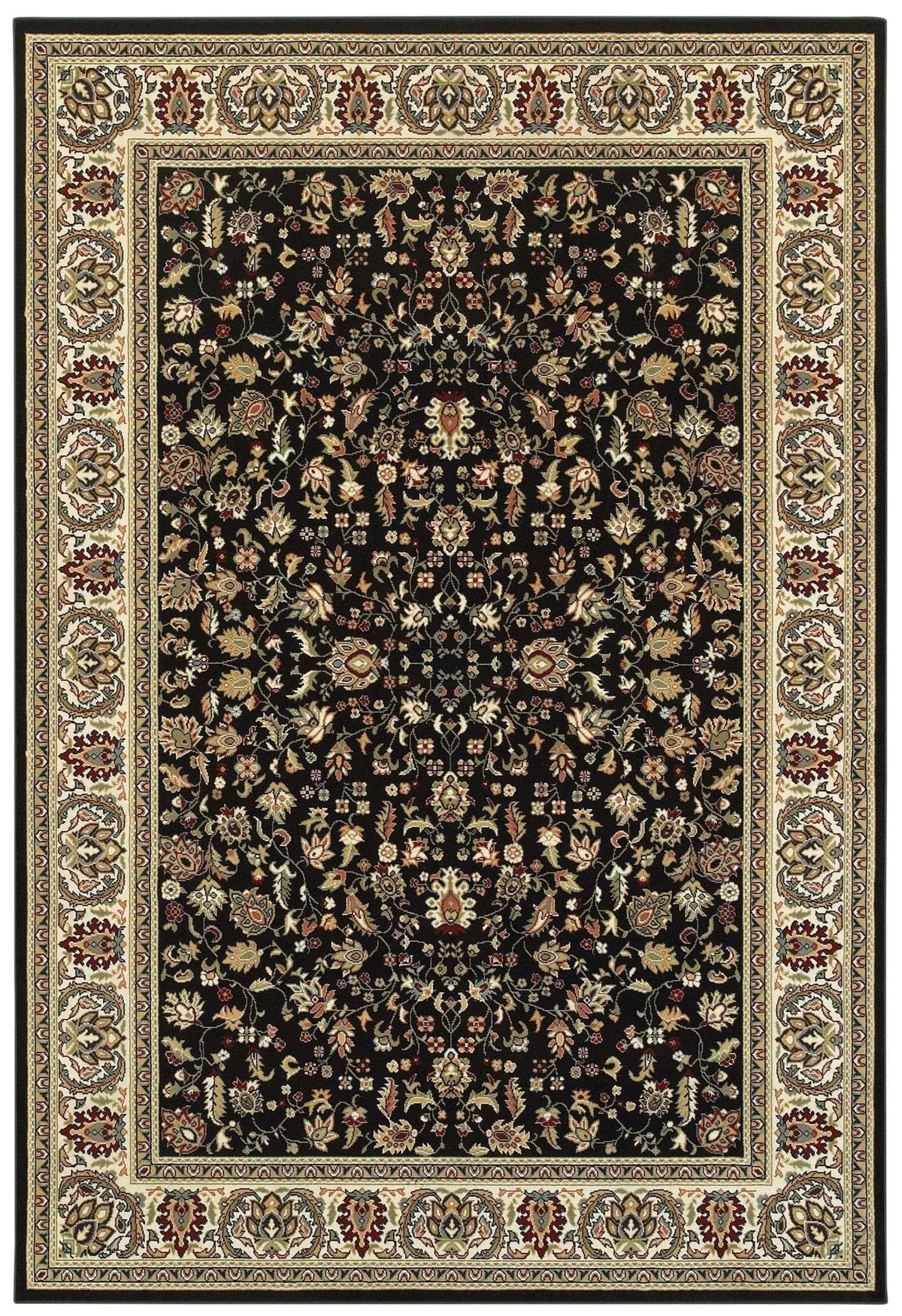 Kashan 108B Black/ Ivory Rug - Rug & Home