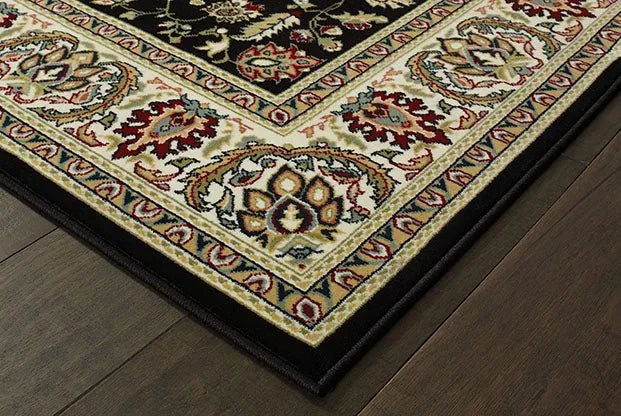 Kashan 108B Black/ Ivory Rug - Rug & Home