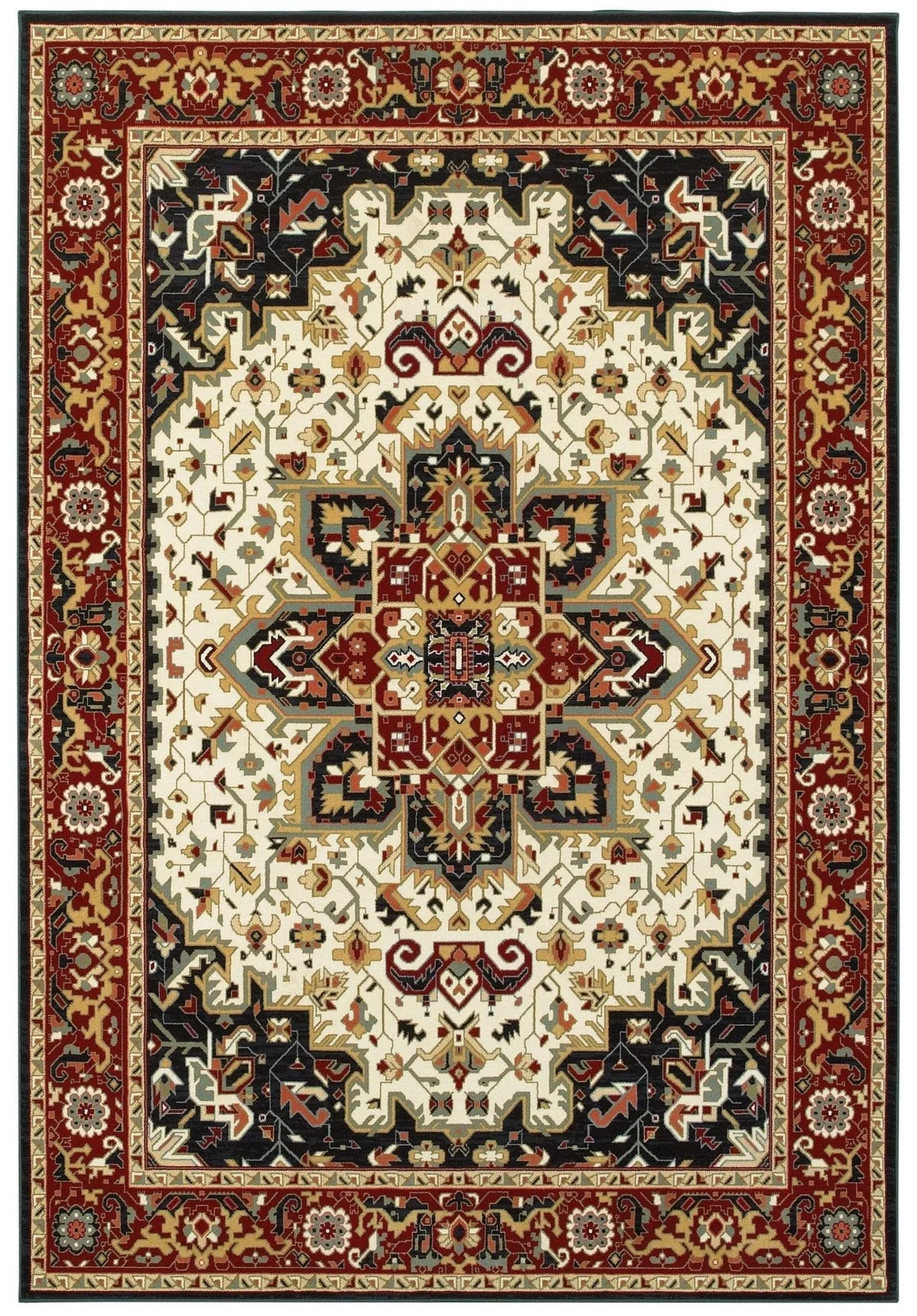 Kashan 96W Red/ Ivory Rug - Rug & Home