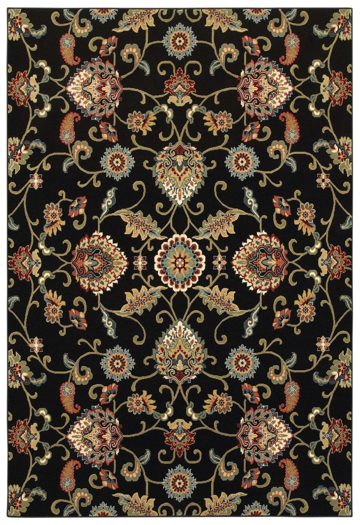 Kashan 9946K Black/ Multi Rug - Rug & Home