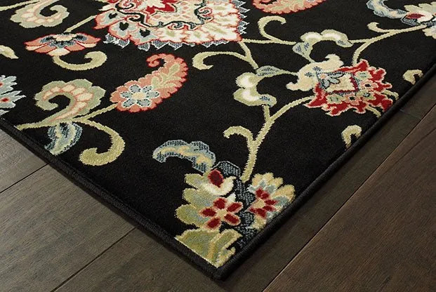 Kashan 9946K Black/ Multi Rug - Rug & Home