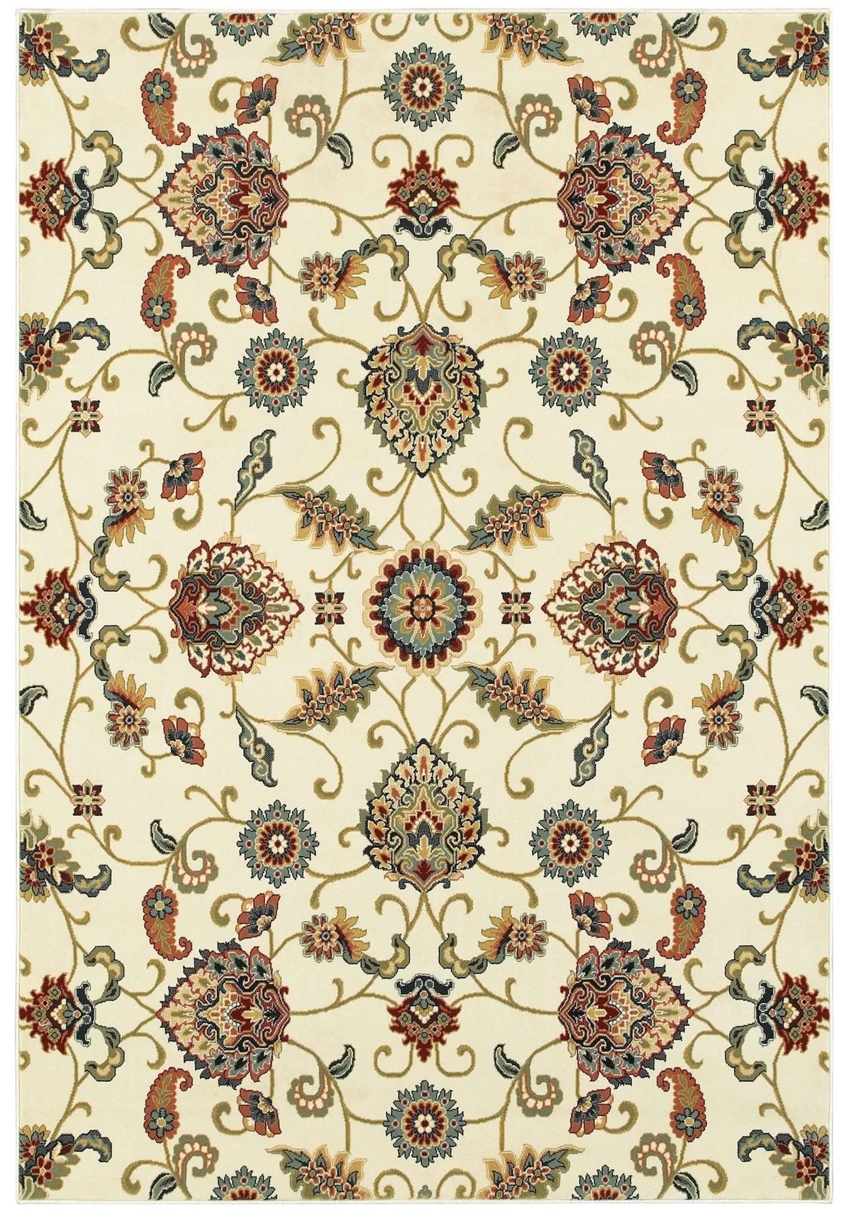 Kashan 9946W Ivory/ Multi Rug - Rug & Home