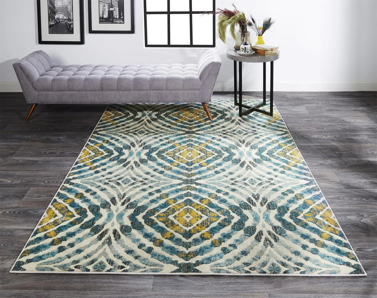 Keats 3469F Blue/Yellow Rug - Rug & Home