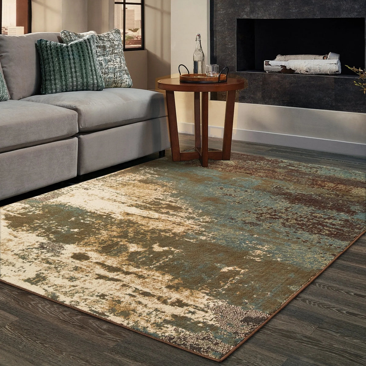 Laurel 6365G Brown/Blue Rug - Rug & Home